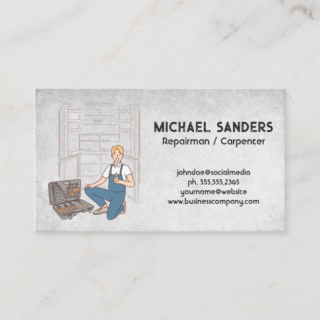 Carte De Visite Réparateur Travailler sur Réfrigérateur (Devant)