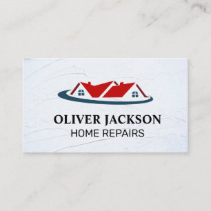 Carte De Visite Réparation à domicile   Logo Immobilier de maison 