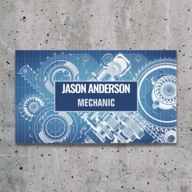 Carte De Visite Réparation automatique Automotive engins industrie (Auto Repair Automotive Industrial Gears Mechanic Business Card)