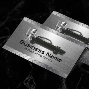 Carte De Visite Réparation Automatique Mobile Moderne Métal Automo