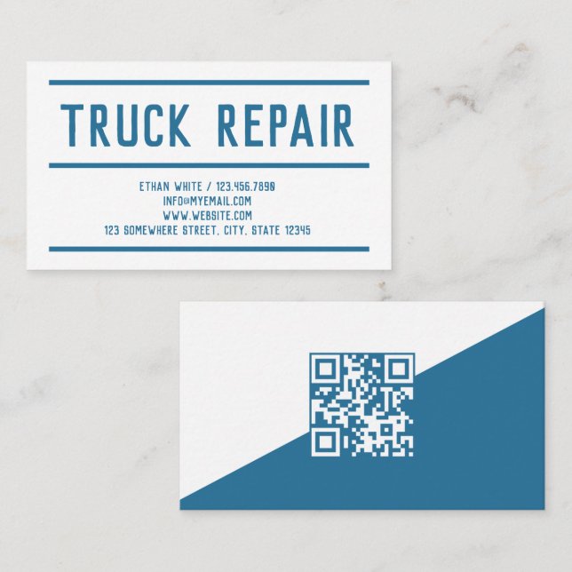 Carte De Visite Réparation de camions QR personnalisés (Devant / Derrière)