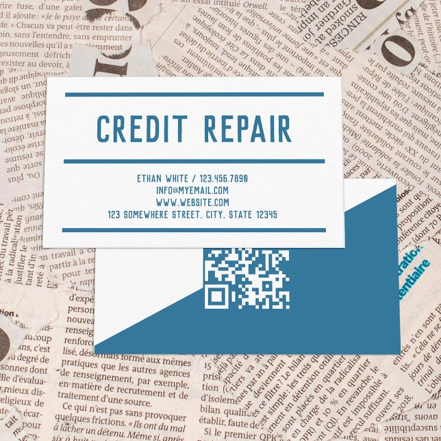 Carte De Visite Réparation de crédit QR personnalisée (Custom QR Credit Repair Business Cards)