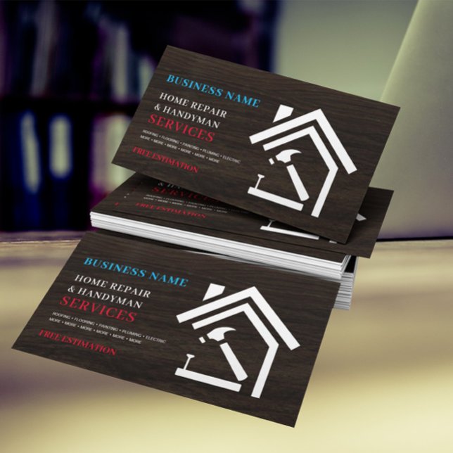 Carte De Visite Réparation de maison rustique moderne Handyman (Créateur téléchargé)