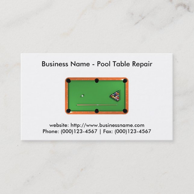 Carte de visite : Réparation de table de pool (Devant)