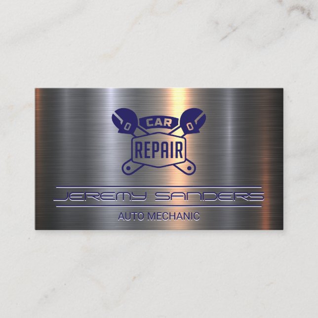Carte De Visite Réparation de voiture | Dépouille | Metallique (Devant)