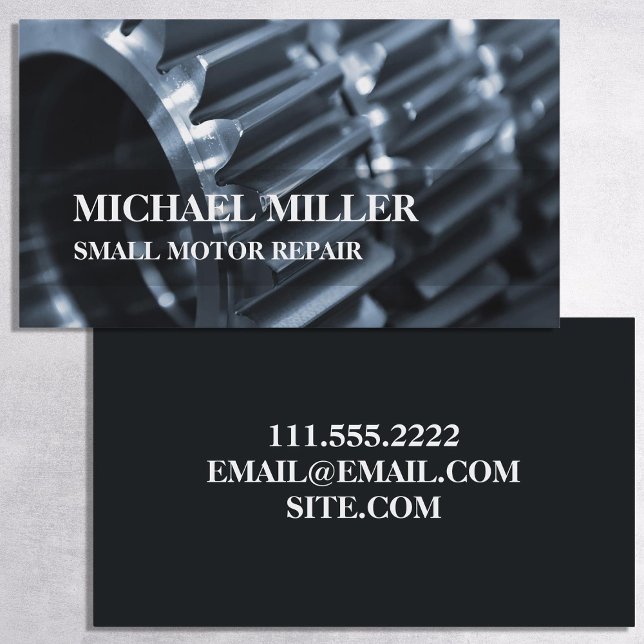 Carte De Visite Réparation des petits moteurs (Small Engine Repair Business Cards)