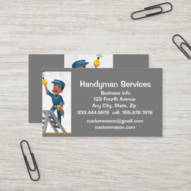 Carte De Visite Réparation des services Handyman personnalisés (Devant/Arrière en situation)