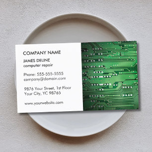 Carte De Visite Réparation d'ordinateur de circuit blanc élégant c
