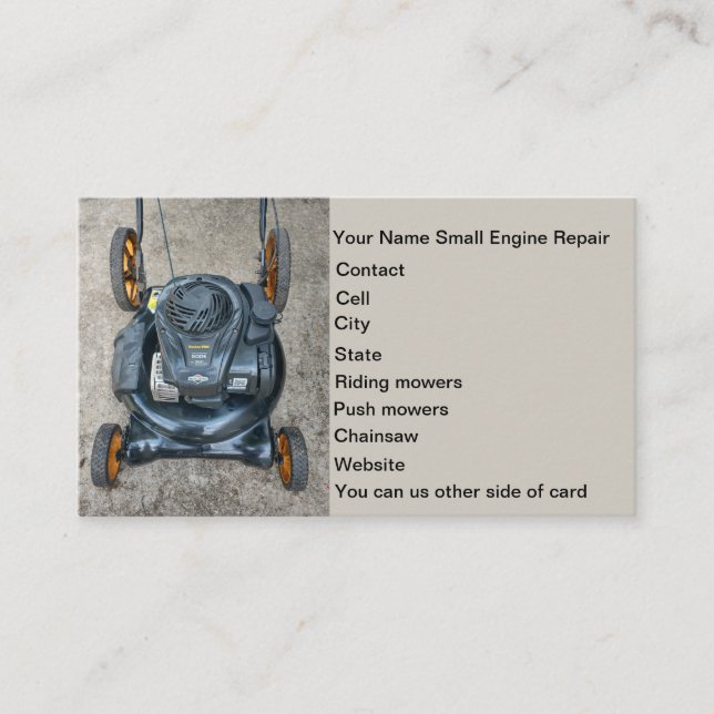 Carte De Visite Réparation d'une tondeuse à gazon à petit moteur (Devant)