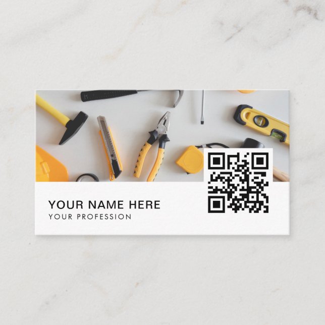 Carte De Visite Réparation Handyman | Code QR des services de main (Devant)