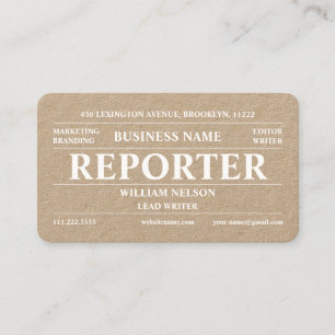 Carte De Visite Reporter Kraft