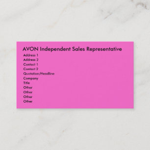 Carte De Visite Représentant de commerce indépendant d'AVON,