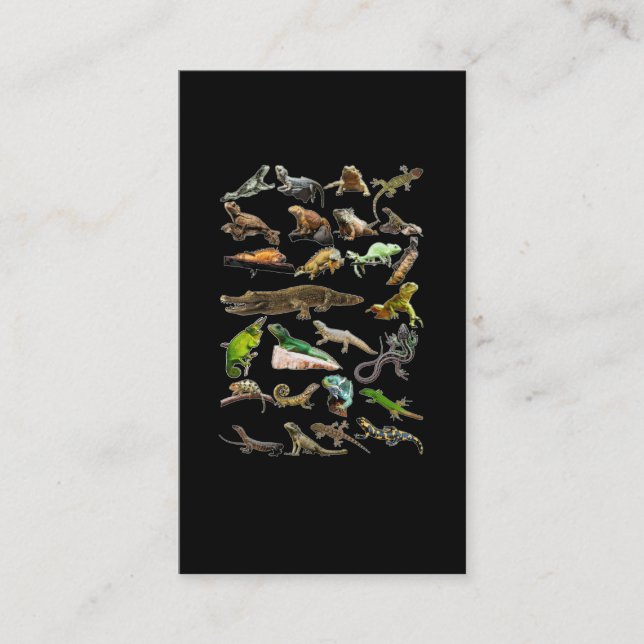 Carte De Visite Reptile Collage Lizard Gecko Dragon Porté (Devant)