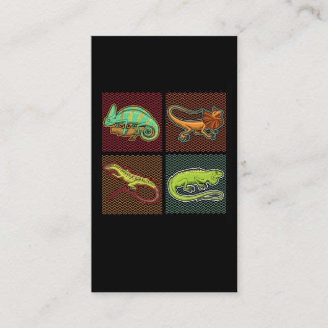 Carte De Visite Reptiles rétro Lizard Chameleon Iguana (Devant)