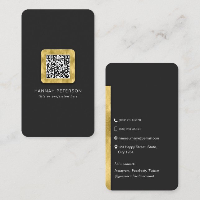 Carte De Visite Réseau à balayage à code QR moderne et élégant (Devant / Derrière)