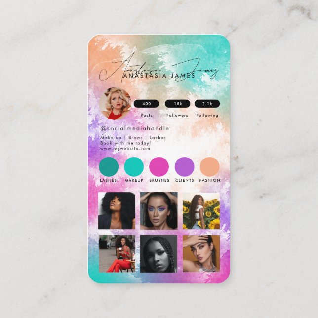 Carte De Visite Réseau d'alimentation d'Influencer Médias sociaux  (Dos)