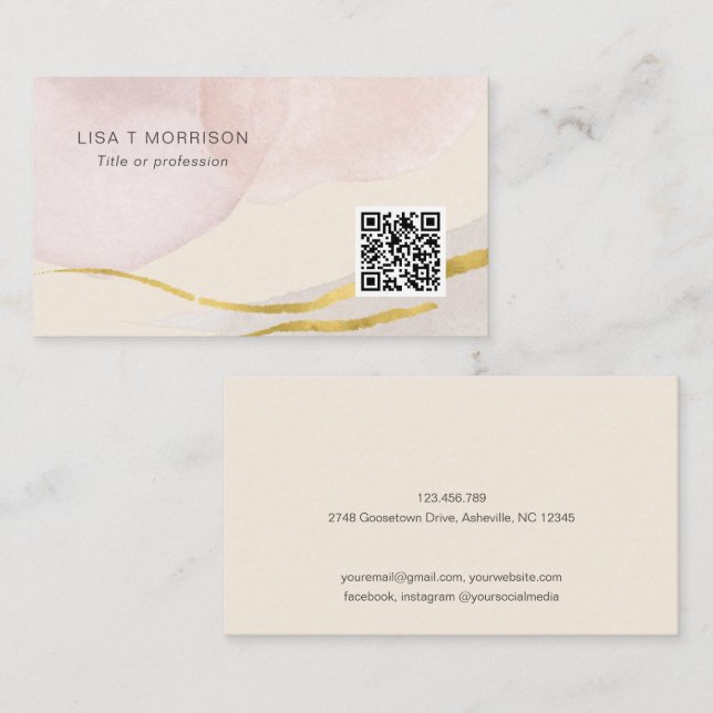 Carte De Visite Réseau de code qr abstrait moderne, aquarelle (Devant / Derrière)