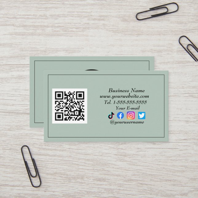 Carte De Visite Réseau social Code QR Logencer Influenceur Sage Gr (Devant/Arrière en situation)
