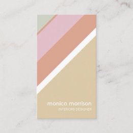Carte De Visite Réseau stripes beige feminine minimal rétro
