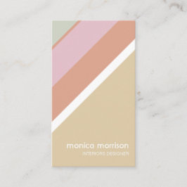 Carte De Visite Réseau stripes beige feminine minimal rétro