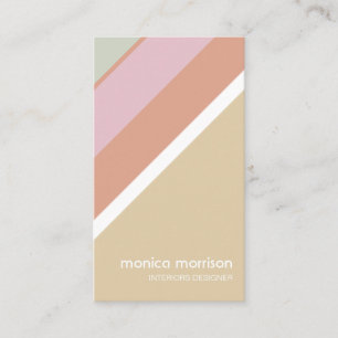 Carte De Visite Réseau stripes beige feminine minimal rétro