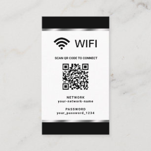 Carte De Visite Réseau Wifi et mot de passe QR Code personnalisé
