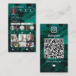 Carte de visite Réseaux Sociaux Code QR Marbre Ver