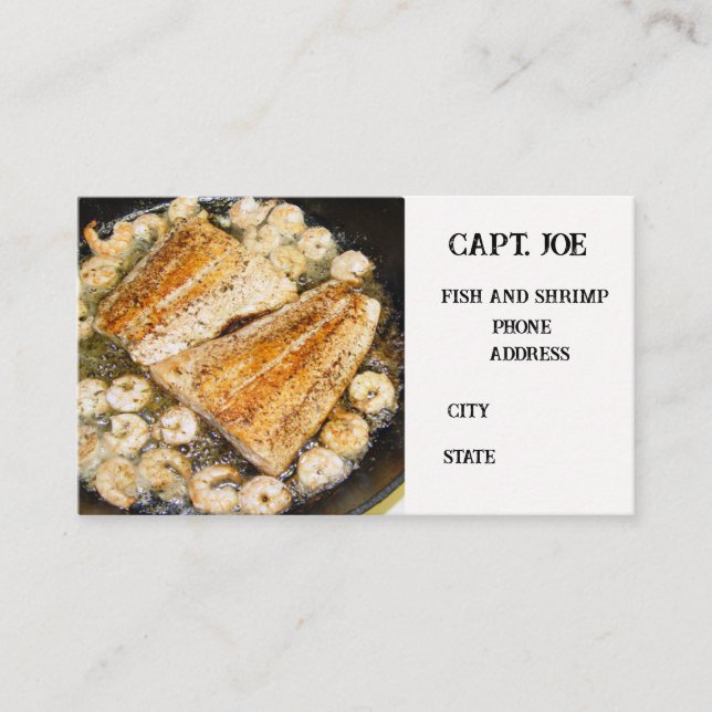 Carte De Visite Restaurant de sébaste et de crevettes frits (Devant)