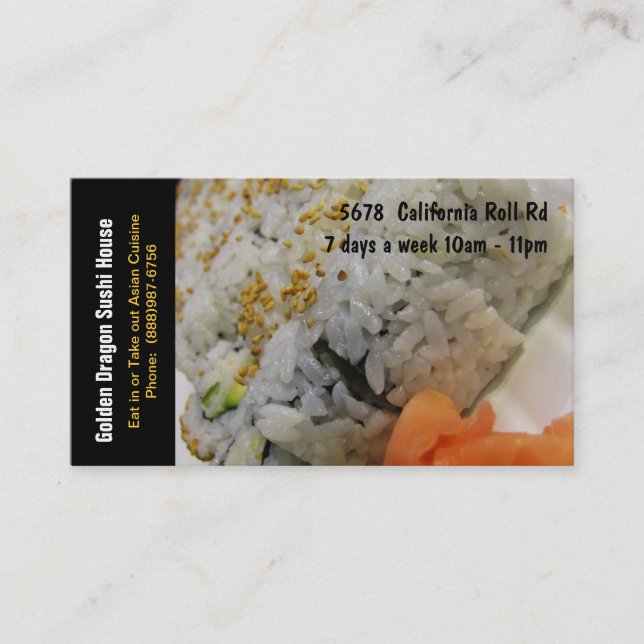 Carte De Visite Restaurant de sushi la Californie Rolls (Devant)