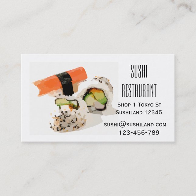 Carte De Visite Restaurant de sushi moderne ou restauration (Devant)