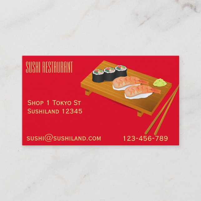 Carte De Visite Restaurant de sushi ou affaires de restauration (Devant)