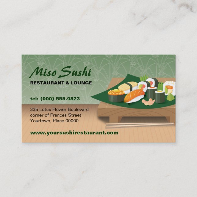 Carte De Visite Restaurant de Tableau de sushi (Devant)