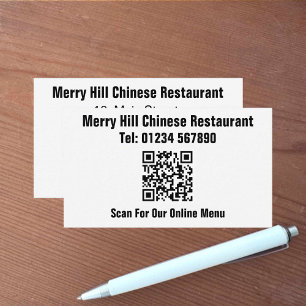 Carte De Visite Restaurant en ligne Menu QR Code