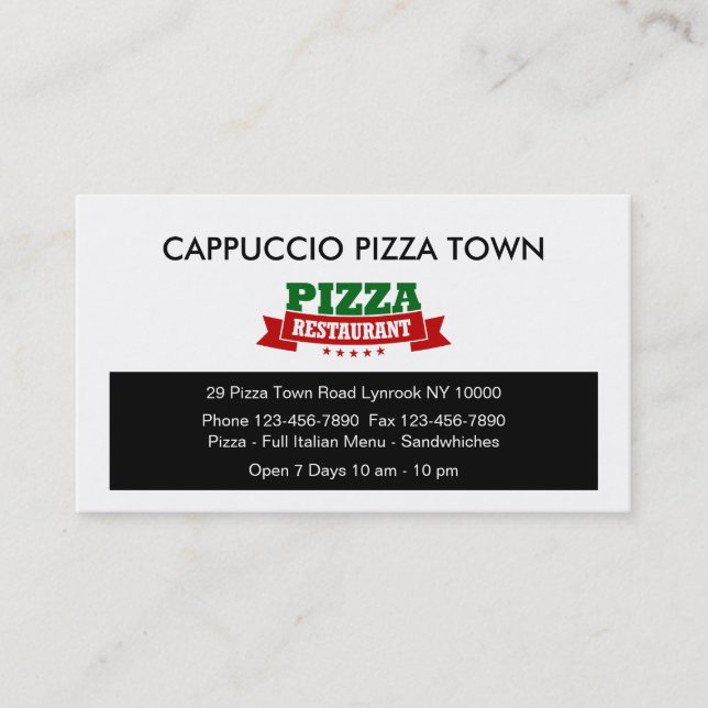 Carte De Visite Restaurant Italien Pizza BusinessCards (Devant)