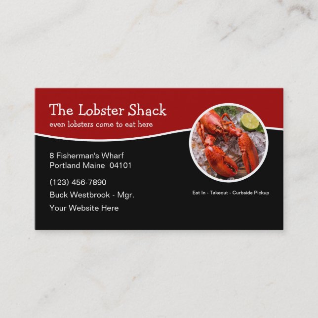 Carte De Visite Restaurant Lobster Seafood Cuisine (Devant)