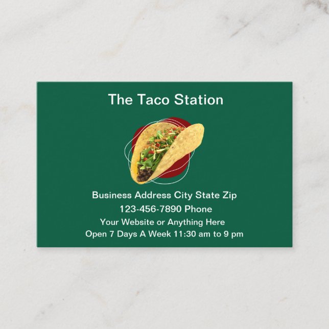 Carte De Visite Restaurant mexicain Taco (Devant)