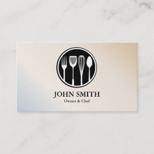 Carte De Visite Restaurant moderne blanc et noir Chef
