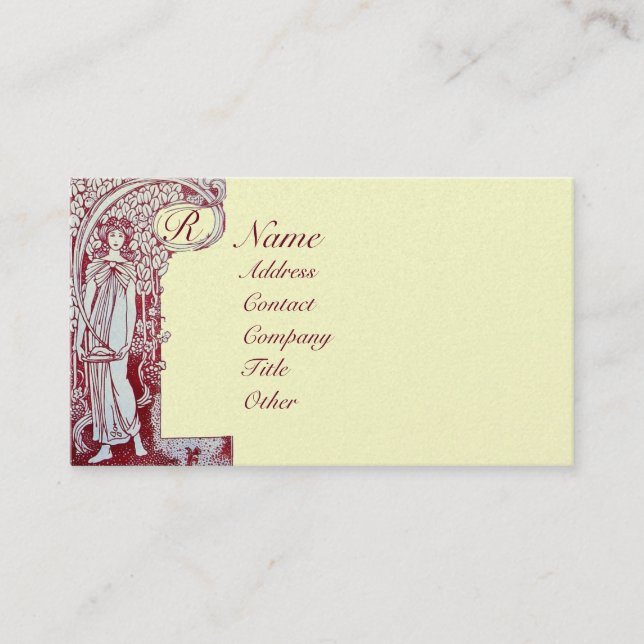 Carte De Visite RESTAURANT MONOGRAM Rouge Brown Cream Pearl (Devant)