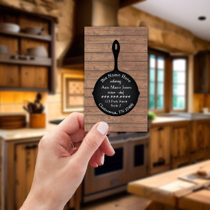 Carte De Visite Restaurant Rustique Iron Skillet Traiteur