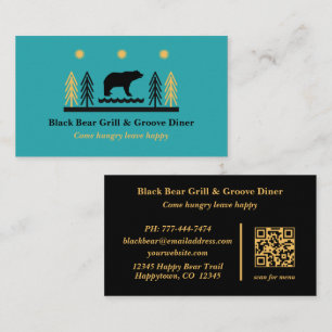 Carte De Visite Restaurant Tribal Rustique du Sud-Ouest Ours Noir