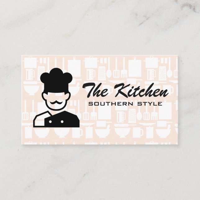 Carte De Visite Restaurant Ustensiles | Logo du chef (Devant)