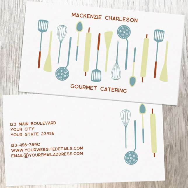 Carte De Visite Restauration (Vintage Kitchen minimalist fun catering cook baker business card)