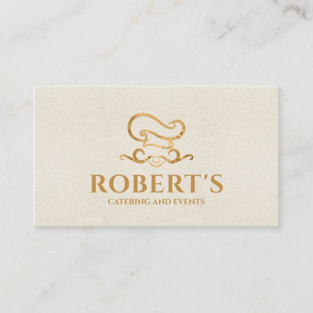 Carte De Visite Restauration - Chef Personnel - Ornement Doré Luxe (Devant)