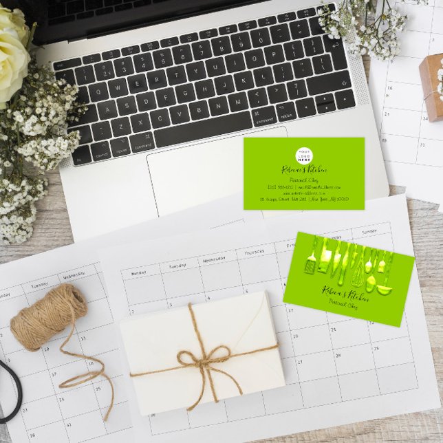 Carte De Visite Restauration Chef personnel Restaurant Citron vert (Catering Personal Chef Restaurant Green Lemon Business Card)