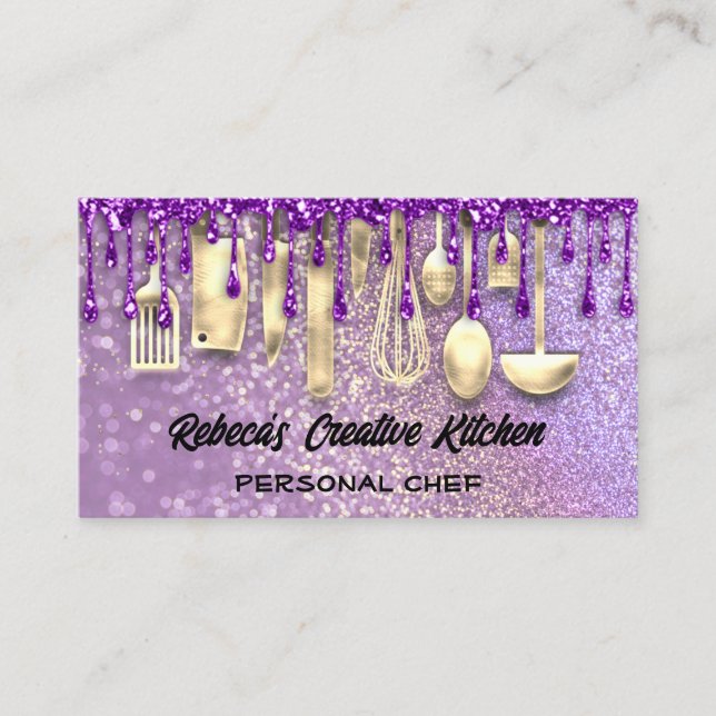 Carte De Visite Restauration Chef personnel Restaurant QR Code Pur (Devant)