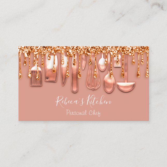 Carte De Visite Restauration Chef personnel Restaurant Rose Drip C (Devant)