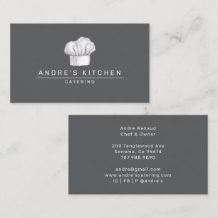 Carte De Visite Restauration Cuisine Aquarelle Casquette du Chef