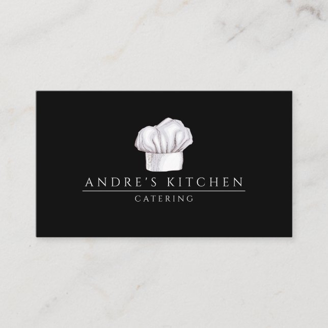Carte De Visite Restauration Cuisine Aquarelle Casquette du chef N (Devant)
