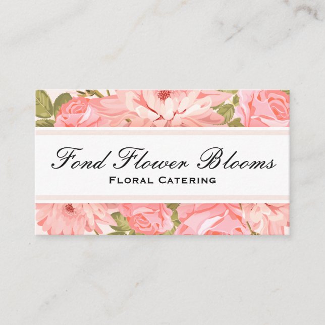 Carte De Visite Restauration florale | Jolies Fleurs Roses (Devant)