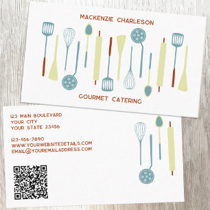 Carte De Visite Restauration Retro Kitchen QR Code